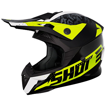 Шлем кроссовый SHOT PULSE AIRFIT Black/White/Hi-Vis Green